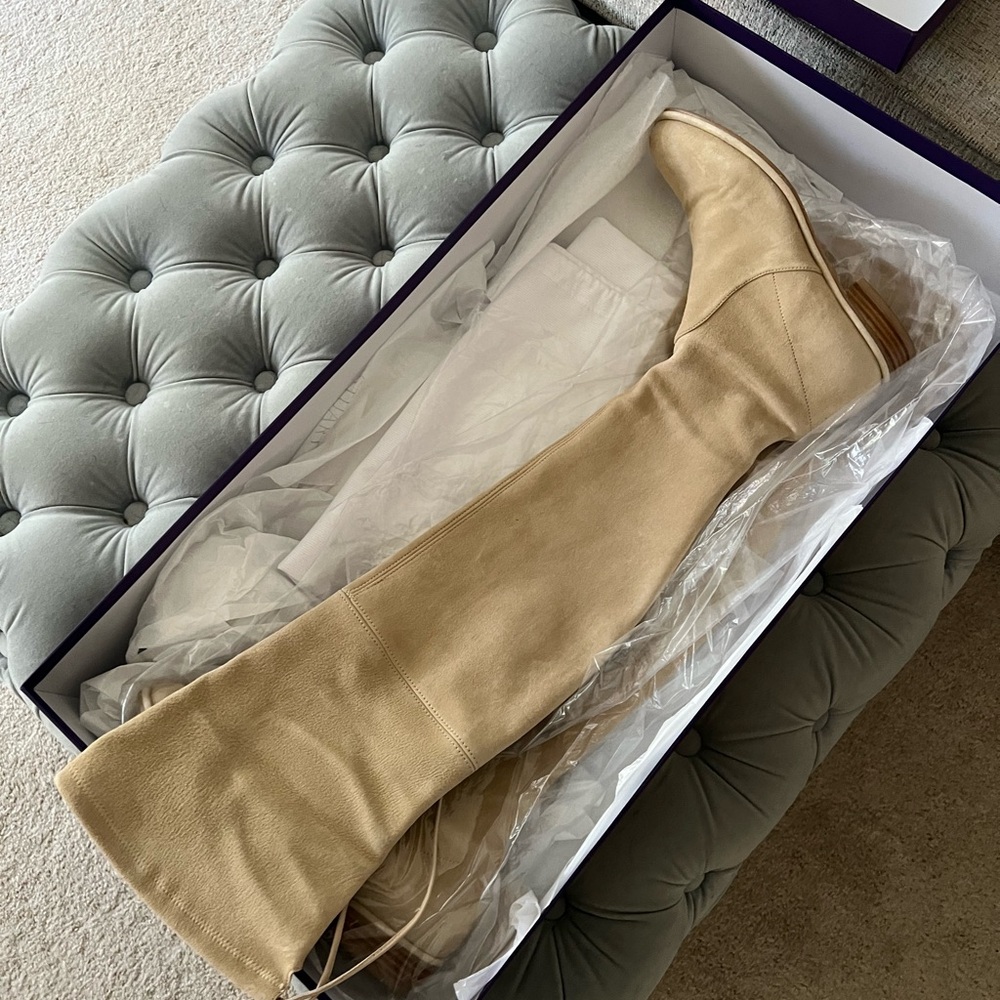 Stuart Weitzman Beige Over-the-Knee Boots